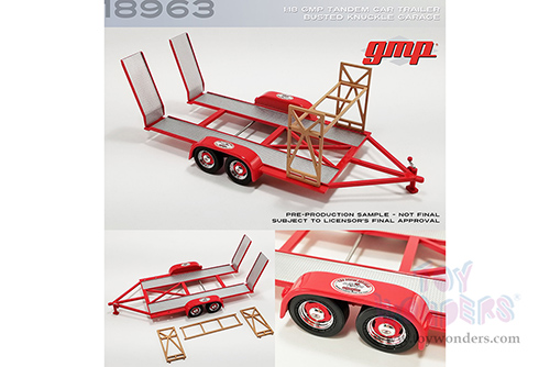 18963 GMP Greenlight Busted Knuckle Garage Tandem Car Trailer with Tire Rack model diecast car accessories