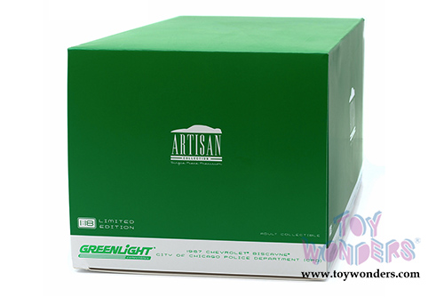 Greenlight - Artisan Chevy Biscayne - city of Chicago Police Department (1967, 1/18 scale diecast model car, Blue with White) 19009