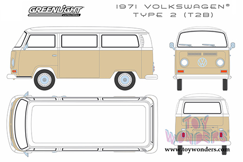 Greenlight - Artisan Volkswagen Type 2 Bus (1971, 1/18 scale diecast model car, Beige) 19012