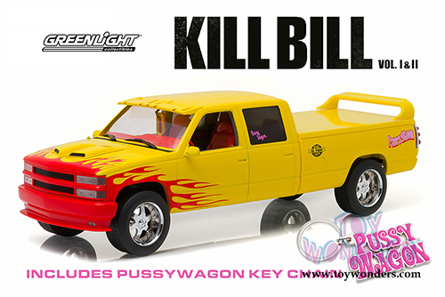 Greenlight Hollywood - Custom Crew Cab Pussy Wagon Pickup Truck - Kill Bill Vol. I & II (1997, 1/18 scale diecast model car, Yellow) 19015