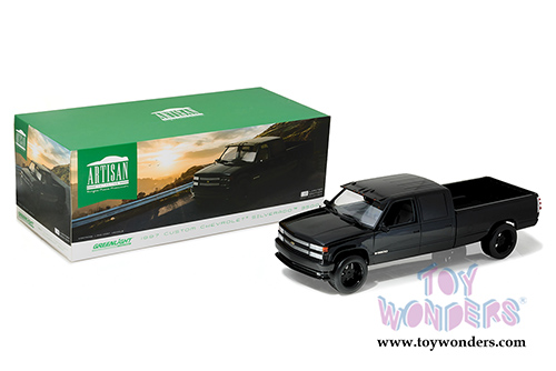 Greenlight - Artisan Custom Chevrolet&reg; C-3500 Crew Cab Silverado&trade; Pickup Truck (1997, 1/18 scale diecast model car, Black) 19016