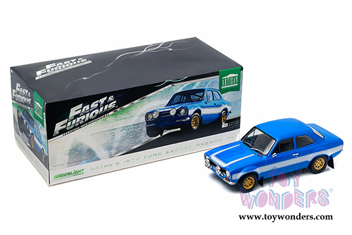Greenlight - Artisan Fast & Furious - Brian's Ford Escort RS2000 MKI Hard Top (1974, 1/18 scale diecast model car, Blue) 19022