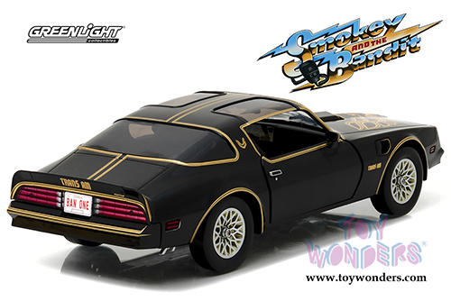 Greenlight - Artisan Pontiac&reg; Firebird&reg; Trans Am T-Top "Smokey and the Bandit" Movie (1977, 1/18 scale diecast model car, Black) 19025