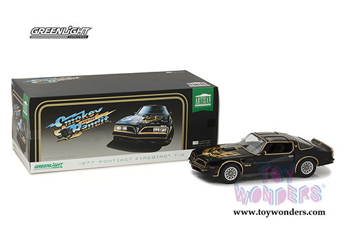 Greenlight - Artisan Pontiac&reg; Firebird&reg; Trans Am T-Top "Smokey and the Bandit" Movie (1977, 1/18 scale diecast model car, Black) 19025
