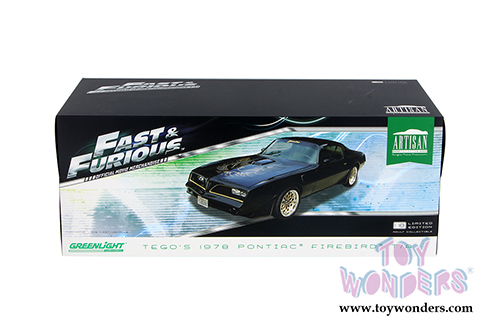 Greenlight - Artisan Fast & Furious - Tego's Pontiac Firebird Trans Am (1978, 1/18 scale diecast model car, Black) 19026