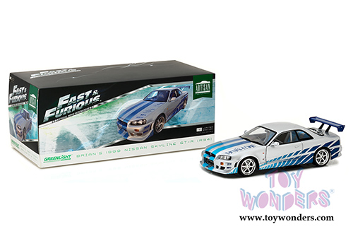 Greenlight - Artisan Fast & Furious - Nissan Skyline GT-R - 2 Fast 2 Furious (1999, 1/18 scale diecast model car, Silver/Blue) 19029