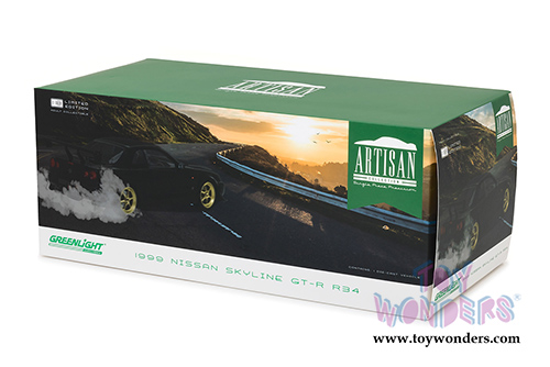 Greenlight - Artisan Nissan Skyline GT-R R34 Hardtop (1999, 1/18 scale diecast model car, Black) 19030