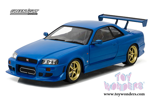 Greenlight - Artisan Nissan Skyline GT-R R34 Hardtop (1999, 1/18 scale diecast model car, Bayside Blue) 19032