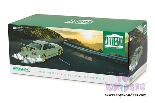 Greenlight - Artisan Nissan Skyline GT-R R34 Hardtop (1999, 1/18 scale diecast model car, Millennium Jade) 19033
