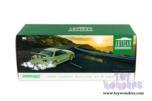 Greenlight - Artisan Nissan Skyline GT-R R34 Hardtop (1999, 1/18 scale diecast model car, Millennium Jade) 19033