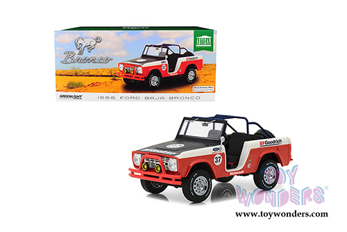 Greenlight - Artisan Ford Baja Bronco #37 BFGoodrich Tires (1966, 1/18 scale die cast model car, Orange/Black) 19037
