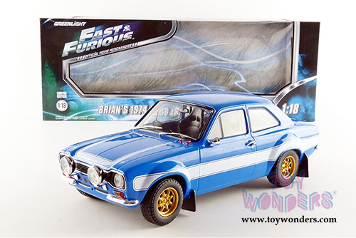 Greenlight Fast & Furious - Brian's Ford Escort RS2000 MKI Hardtop (1974, 1/18 scale diecast model car, Blue) 19038