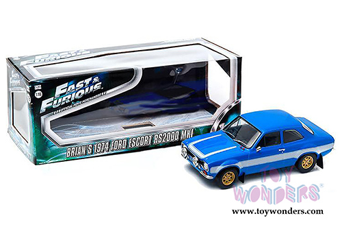 Greenlight Fast & Furious - Brian's Ford Escort RS2000 MKI Hardtop (1974, 1/18 scale diecast model car, Blue) 19038