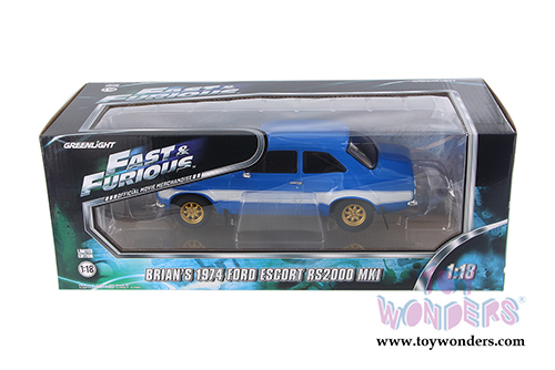 Greenlight Fast & Furious - Brian's Ford Escort RS2000 MKI Hardtop (1974, 1/18 scale diecast model car, Blue) 19038