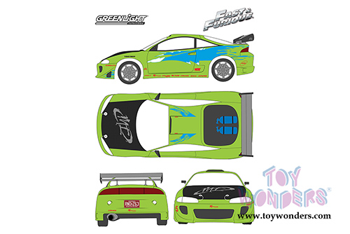 Greenlight - Artisan Fast & Furious - Mitsubishi-Eclipse (1995, 1/18 scale diecast model car, Lime Green) 19039