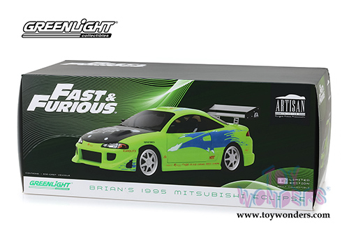 Greenlight - Artisan Fast & Furious - Mitsubishi-Eclipse (1995, 1/18 scale diecast model car, Lime Green) 19039