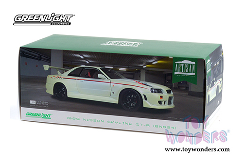 Greenlight - Artisan Nissan Skyline GT-R R34 Hardtop (1999, 1/18 scale diecast model car, Pearl White) 19049