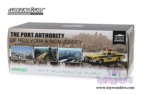 Greenlight - Artisan Plymouth Fury - Port Authority of New York & New Jersey Police (1977, 1/18 scale diecast model car, Yellow) 19056