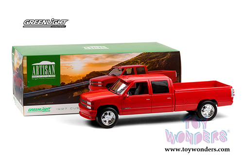Greenlight - Artisan Chevrolet&reg; Silverado 3500 Crew Cab Pickup Truck (1997, 1/18 scale die cast model car, Victory Red) 19073