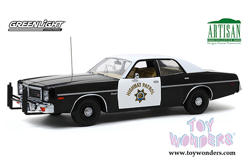 Greenlight - Artisan Dodge Coronet - California Highway Patrol (1975, 1/18 scale diecast model car, Black/White) 19075