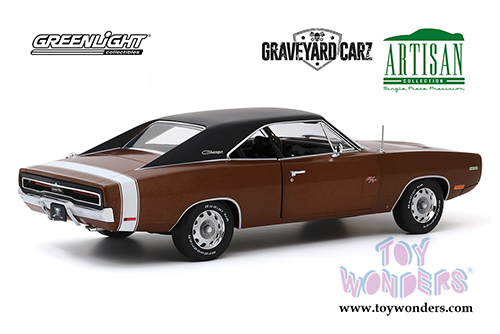 Greenlight - Artisan Dodge Charger R/T Graveyard Carz 2012 - Current TV Series (1970, 1/18 scale die cast model car, Dark Burnt Orange/Black) 19077