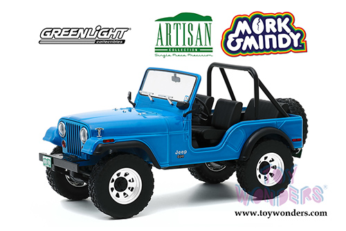 Greenlight - Artisan Mork & Mindy's Jeep&reg; CJ-5 (1972, 1/18 scale die cast model car, Blue) 19079
