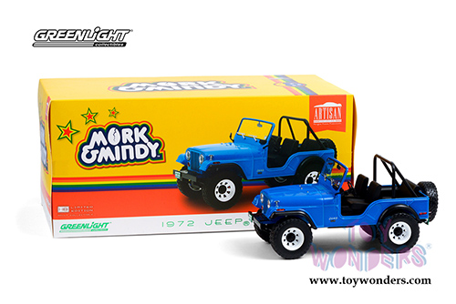 Greenlight - Artisan Mork & Mindy's Jeep&reg; CJ-5 (1972, 1/18 scale die cast model car, Blue) 19079
