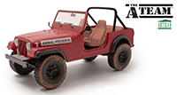 Greenlight - Artisan The A Team Jeep® CJ-7 - Animal Preserve (Dirty Version) (1981, 1/18 scale die cast model car, Red) 19091