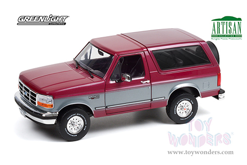 Greenlight - Artisan Ford Bronco XLT (1996, 1/18 scale die cast model car, Burgundy/Silver) 19095