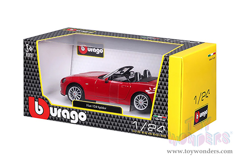 BBurago - Fiat 124 Spider (1/24 scale diecast model car, Red) 21083R