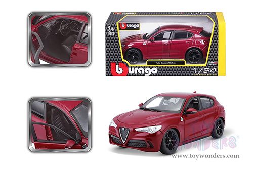 BBurago - Alfa Romeo Stelvio SUV (1/24 scale diecast model car, Red) 21086R