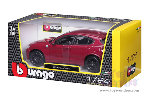 BBurago - Alfa Romeo Stelvio SUV (1/24 scale diecast model car, Red) 21086R