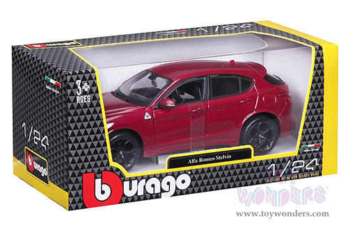 BBurago - Alfa Romeo Stelvio SUV (1/24 scale diecast model car, Red) 21086R