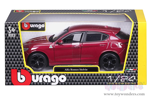 BBurago - Alfa Romeo Stelvio SUV (1/24 scale diecast model car, Red) 21086R