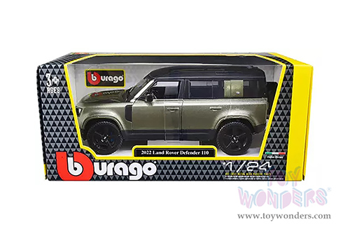 BBurago - Land Rover Defender 110 (2022, 1/24 scale diecast model car, Silver Green) 21101GN