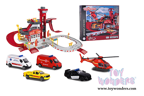 Jada Toys - Majorette Creatix Rescue Station with 5  Vehicles Assortment (1/64 scale diecast model car, Asstd.) 2120500271JA