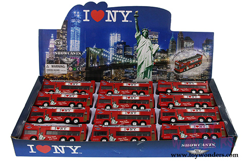 Showcasts Collectibles - I Love New York Sightseeing Double Decker Bus Open Top (6" diecast model car, Red) 2168D-ILNY