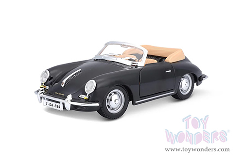 BBurago - Porsche 356B Cabriolet (1961, 1/24 scale diecast model car, Black) 18-22078BK
