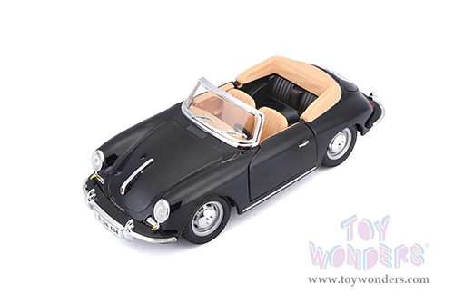 BBurago - Porsche 356B Cabriolet (1961, 1/24 scale diecast model car, Black) 18-22078BK