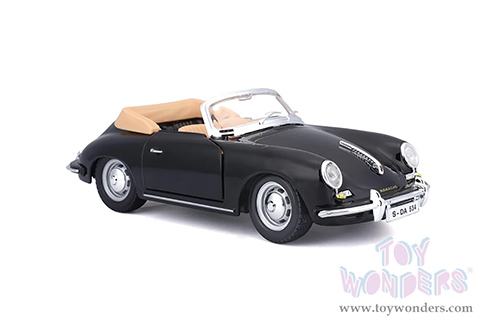BBurago - Porsche 356B Cabriolet (1961, 1/24 scale diecast model car, Black) 18-22078BK