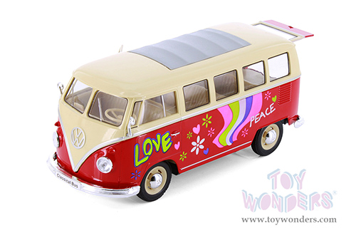Showcasts® Collectibles - Volkswagen Classical T1 Bus with Love/Peace Decals (1963, 1/24 scale diecast model car, Asstd.) MAP: $19.99