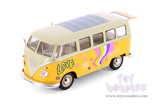 Showcasts® Collectibles - Volkswagen Classical T1 Bus with Love/Peace Decals (1963, 1/24 scale diecast model car, Asstd.) MAP: $19.99