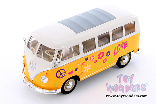 Welly - Volkswagen Classical T1 Bus with Love/Peace Decals (1963, 1/24 scale diecast model car, Asstd.) 22095A1/A3D