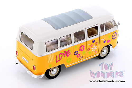 Welly - Volkswagen Classical T1 Bus with Love/Peace Decals (1963, 1/24 scale diecast model car, Asstd.) 22095A1/A3D