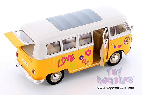 Welly - Volkswagen Classical T1 Bus with Love/Peace Decals (1963, 1/24 scale diecast model car, Asstd.) 22095A1/A3D