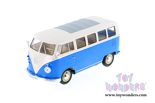 Welly - Volkswagen Classical T1 Bus with Love/Peace Decals (1963, 1/24 scale diecast model car, Blue/white) 22095WBU