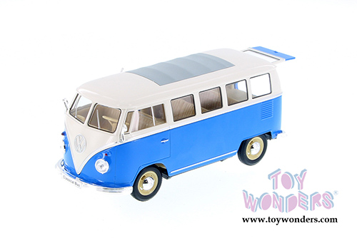 Welly - Volkswagen Classical T1 Bus with Love/Peace Decals (1963, 1/24 scale diecast model car, Blue/white) 22095WBU