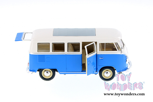 Welly - Volkswagen Classical T1 Bus with Love/Peace Decals (1963, 1/24 scale diecast model car, Blue/white) 22095WBU