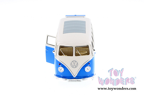 Welly - Volkswagen Classical T1 Bus with Love/Peace Decals (1963, 1/24 scale diecast model car, Blue/white) 22095WBU