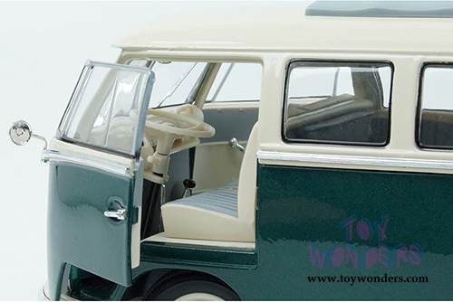 Welly - Volkswagen Classical T1 Bus (1963, 1/24 scale diecast model car, Green/white) 22095WGN